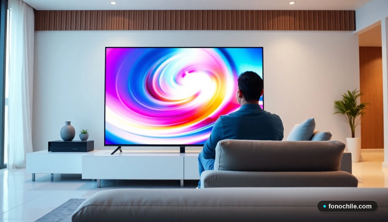 Hombre disfrutando de una señal de televisión satelital nítida en su sala de estar moderna.