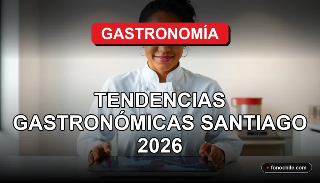 Tendencias gastronómicas en Santiago de Chile para el año 2026, concepto de innovación culinaria.