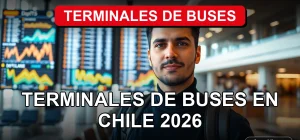 Futurista terminal de buses en Chile con pantallas digitales y asientos modernos