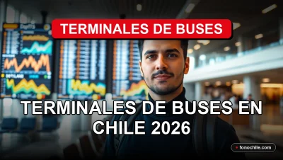 Futurista terminal de buses en Chile con pantallas digitales y asientos modernos