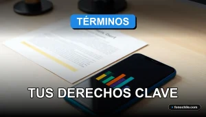 Contrato móvil y derechos del consumidor en Chile mostrados con un teléfono moderno sobre un documento legal.