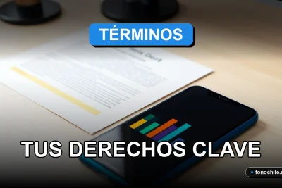 Contrato móvil y derechos del consumidor en Chile mostrados con un teléfono moderno sobre un documento legal.