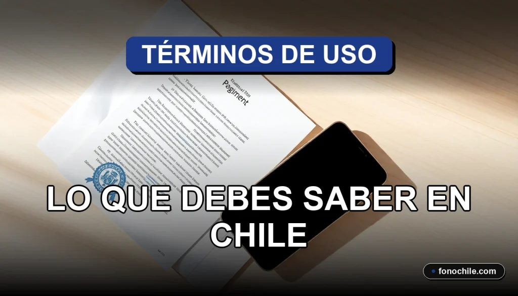 Guía visual sobre los Términos de Uso Justo en Chile 2026, representada por un documento legal moderno junto a un dispositivo móvil.