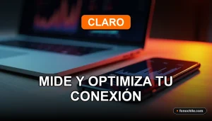 Modern smartphone and laptop resting on a clean wooden table, displaying abstract colorful graphs representing internet speed test results.