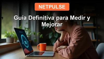 A person looking thoughtfully at a laptop screen displaying internet speed test results, in a modern home office setting.