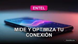 Prueba de velocidad de internet Entel 2026 mostrando gráficos abstractos en un teléfono inteligente moderno.