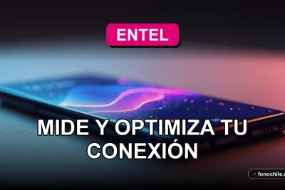 Prueba de velocidad de internet Entel 2026 mostrando gráficos abstractos en un teléfono inteligente moderno.