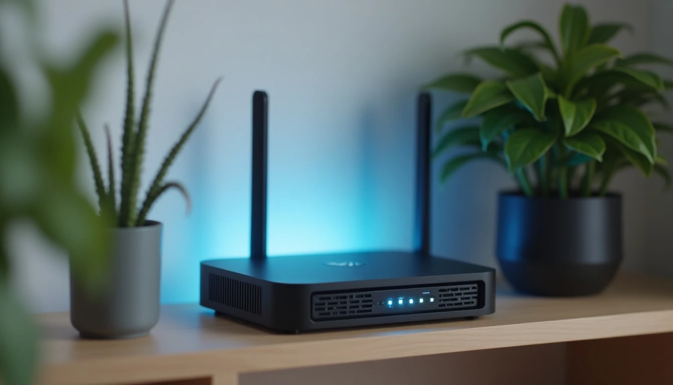Router WiFi moderno Entel en hogar para optimizar velocidad de internet