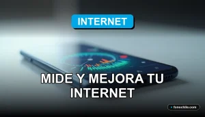 Test de velocidad de internet mostrando gráficos abstractos en una pantalla de teléfono inteligente moderno