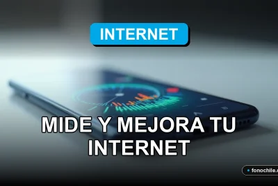 Test de velocidad de internet mostrando gráficos abstractos en una pantalla de teléfono inteligente moderno