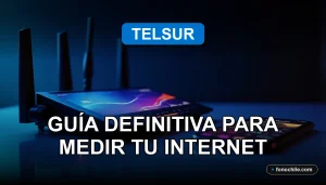 Un moderno router Wi-Fi 6 y un teléfono inteligente de alta gama, ambos con luces LED azules y moradas, reposan sobre una mesa de cristal con gráficos de velocidad de internet abstractos y coloridos reflejados en la superficie.