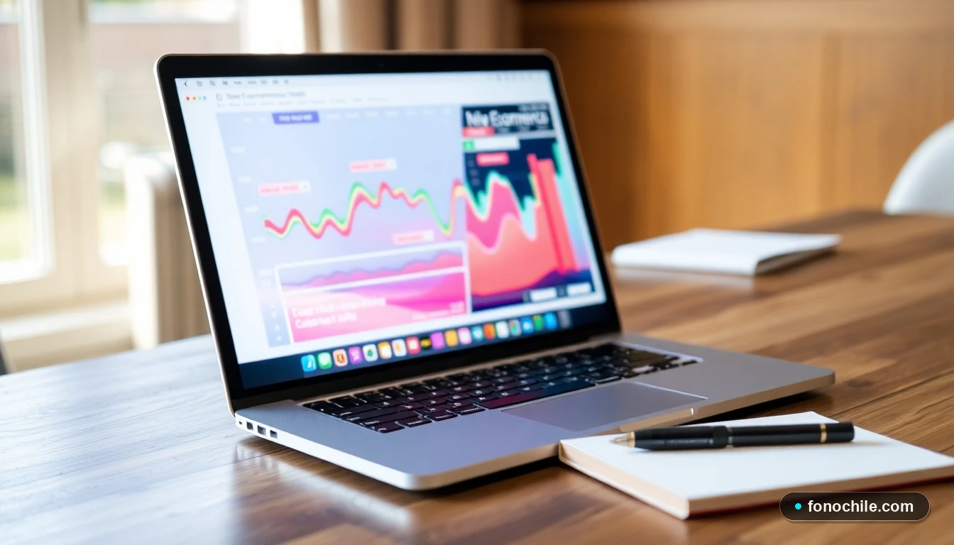 Pantalla de laptop mostrando gráficos de análisis de ventas en una tienda online de repuestos industriales.