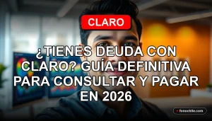 Consulta y pago de deuda Claro 2026, pantalla con gráficos abstractos.