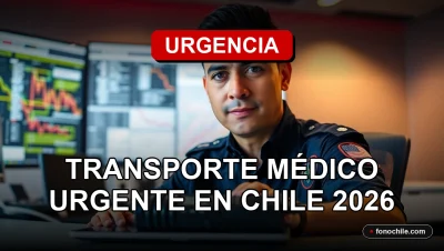 Servicio de transporte médico de emergencia en Chile, mostrando tecnología de comunicación y logística para respuesta rápida.
