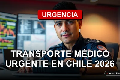 Servicio de transporte médico de emergencia en Chile, mostrando tecnología de comunicación y logística para respuesta rápida.