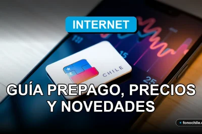 Una moderna tarjeta SIM prepago de Chile sobre una mesa de madera clara, con un teléfono inteligente mostrando gráficos abstractos de colores.