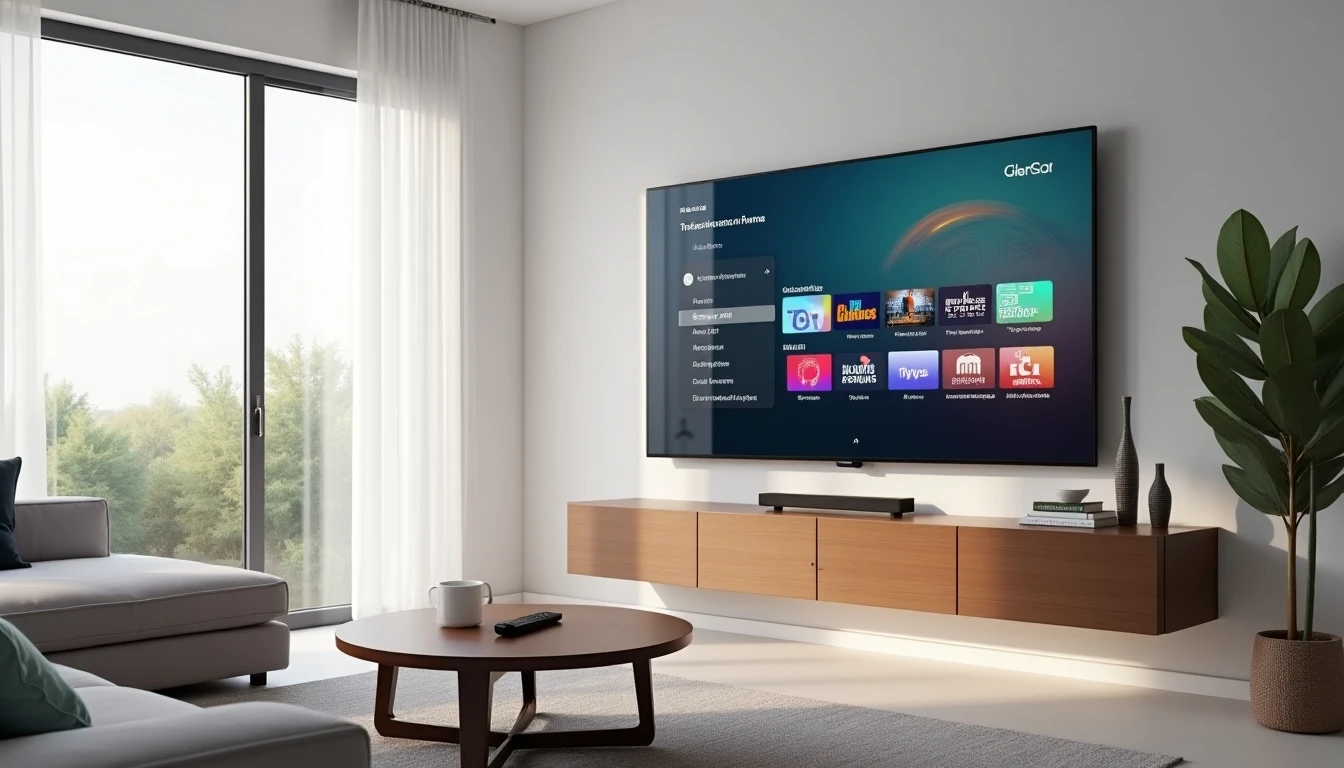 TV cable barato en Chile 2026 - Smart TV moderno en sala de estar mostrando guía de canales