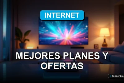 Ofertas de cable e internet para el hogar en Chile mostrando gráficos abstractos en una pantalla moderna.