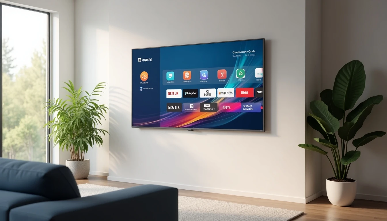 Smart TV moderno en un living mostrando la aplicación Zapping, servicio de televisión de WOM para 2026.