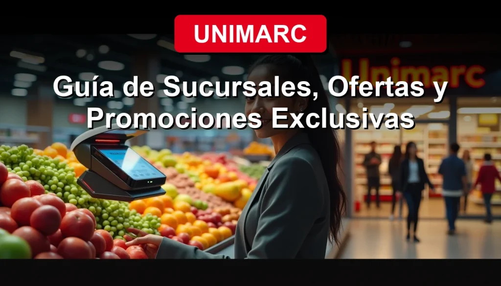 Un cliente sonriente explora los pasillos iluminados y bien surtidos de Unimarc, con ofertas destacadas en productos frescos.
