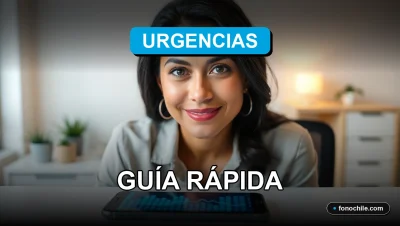 Guía rápida de teléfonos de urgencias pediátricas en Chile para padres con un teléfono inteligente mostrando gráficos abstractos.