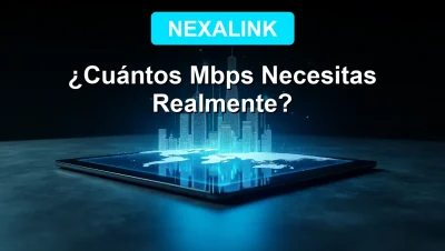 Un hombre joven disfrutando de una proyección holográfica de datos en su sala, representando la velocidad de internet del futuro en 2026.