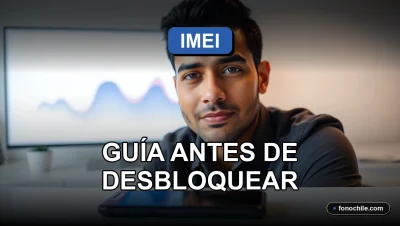 Hombre verificando el IMEI de su teléfono móvil en Chile para desbloquearlo legalmente