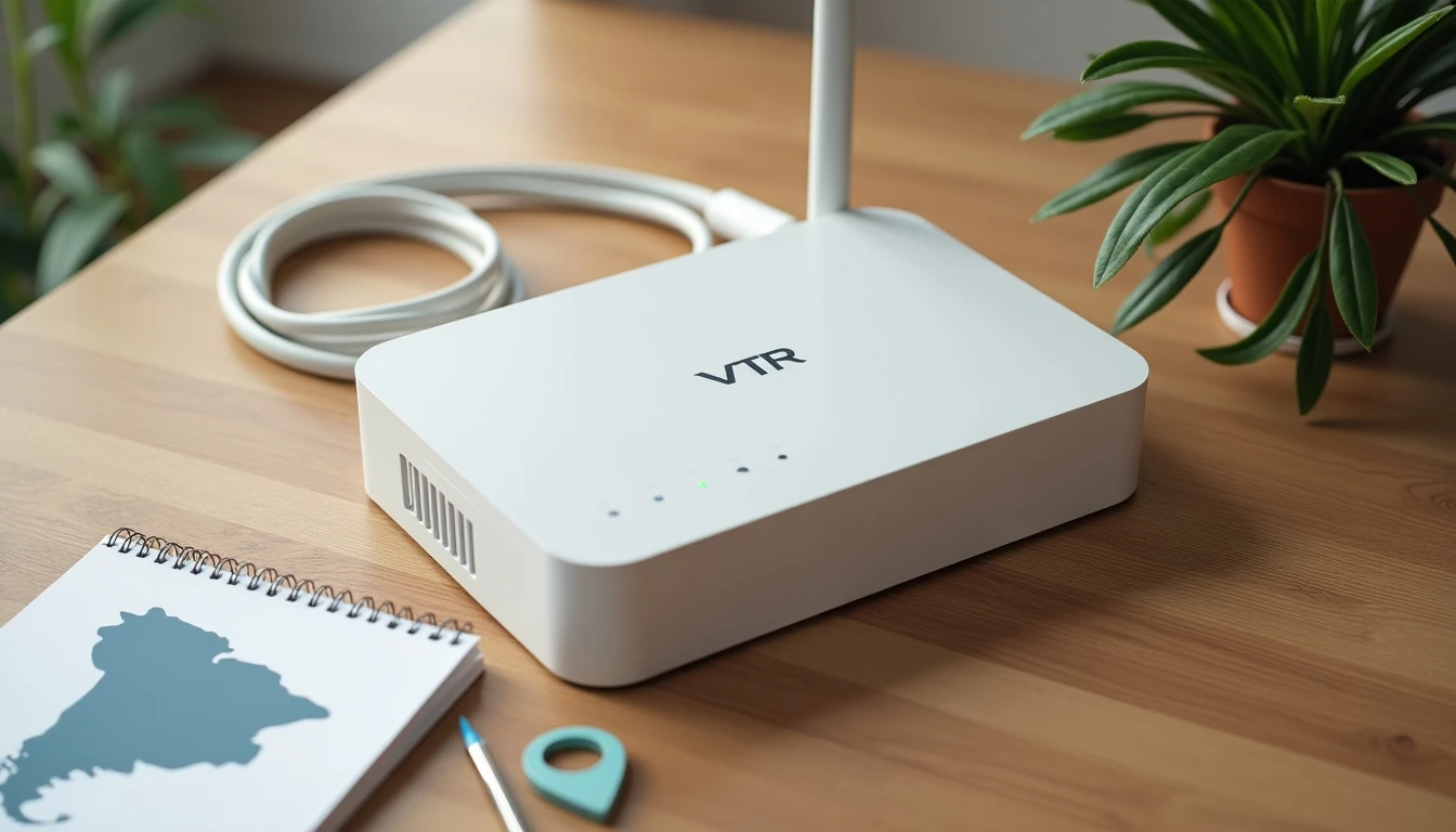 Guía visual de servicios VTR en Valparaíso con router y mapa de la región