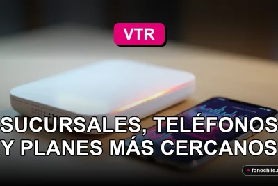 Un moderno router VTR y un teléfono inteligente descansan sobre una mesa de madera clara, con gráficos abstractos de colores en la pantalla del teléfono.