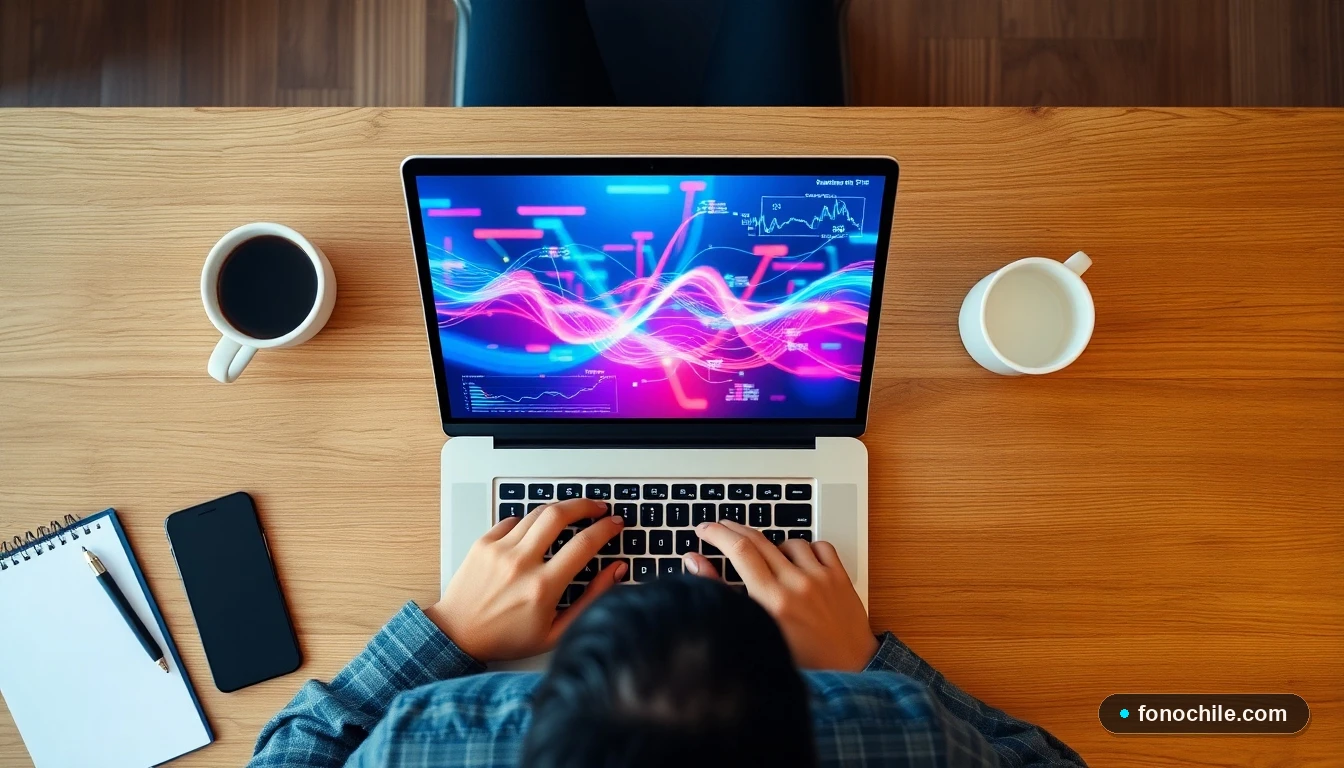 Análisis de cobertura y datos de red de internet residencial en un computador portátil en Santiago.