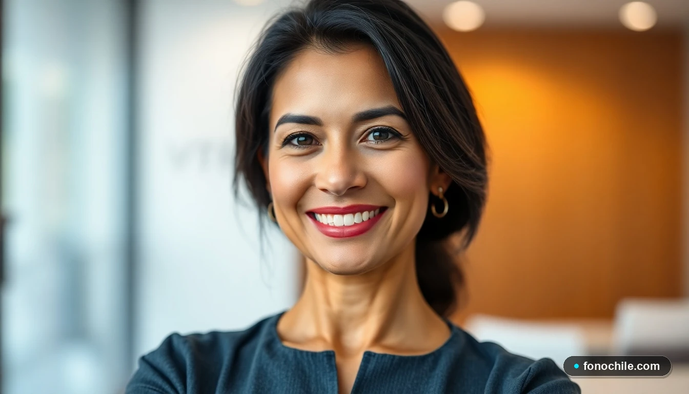 Agente de servicio al cliente de VTR sonriendo, representando confianza y soporte técnico especializado.