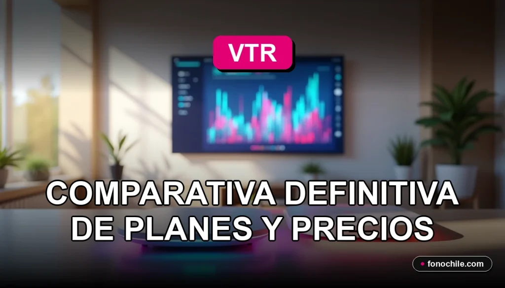 Comparativa de planes de internet y TV de VTR y Movistar para el año 2026 mostrando gráficos abstractos.