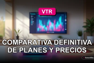 Comparativa de planes de internet y TV de VTR y Movistar para el año 2026 mostrando gráficos abstractos.