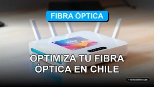 Router WiFi moderno con luces LED azules sobre escritorio de madera, mostrando gráficos abstractos de velocidad en su pantalla.