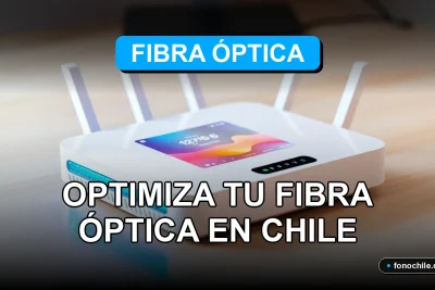 Router WiFi moderno con luces LED azules sobre escritorio de madera, mostrando gráficos abstractos de velocidad en su pantalla.