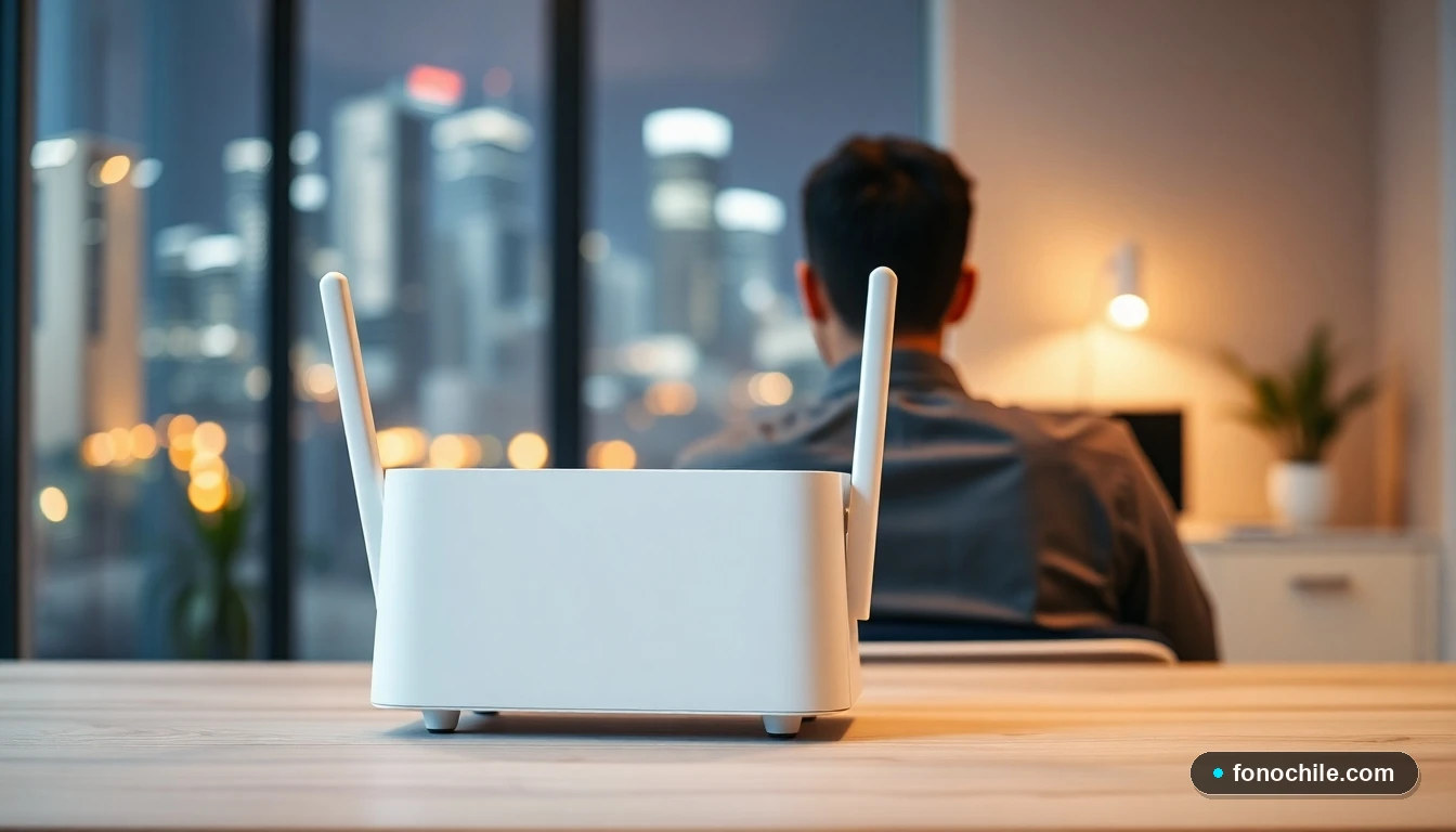 Sistema WiFi Mesh moderno en un departamento chileno, eliminando zonas muertas de conexión a internet.