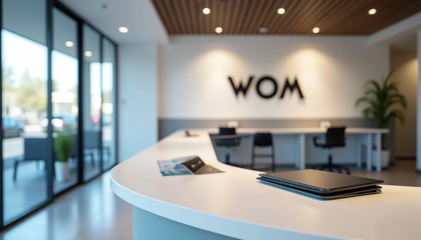 Atención al cliente en sucursal WOM La Serena - Escritorio moderno y logo