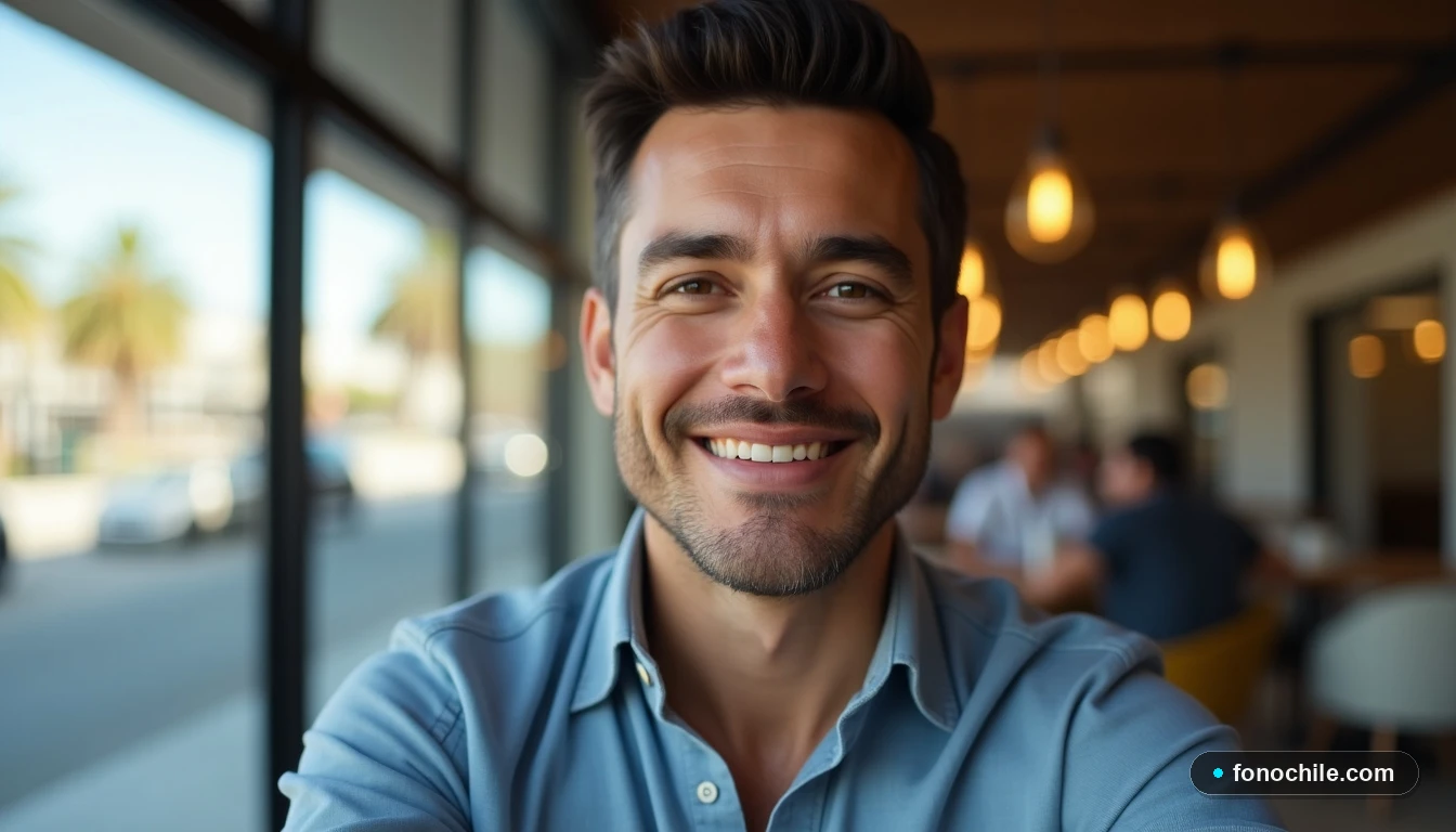 Cliente satisfecho de WOM sonriendo en un entorno urbano de La Serena.