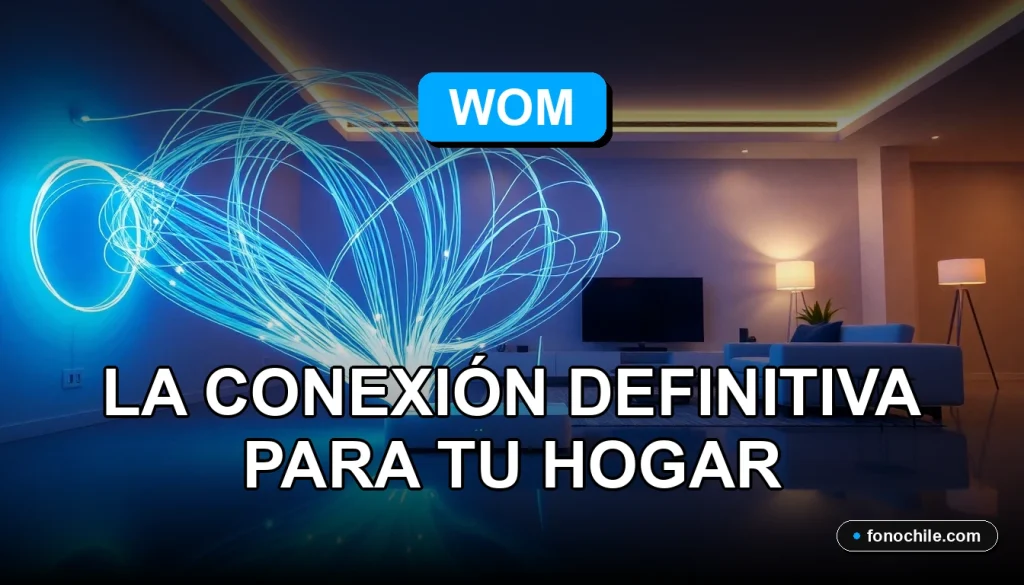 Fibra óptica WOM 2026 en un hogar moderno, conexión de internet ultrarrápida y estable.