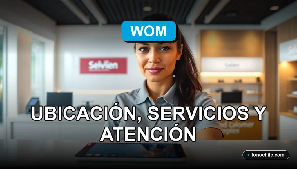 Una sucursal moderna de WOM en Chile, mostrando el interior del local y su atención al cliente.