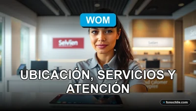 Una sucursal moderna de WOM en Chile, mostrando el interior del local y su atención al cliente.