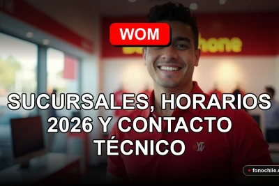 Modern WOM storefront in Villa Alemana with glowing red accent lighting at dusk.