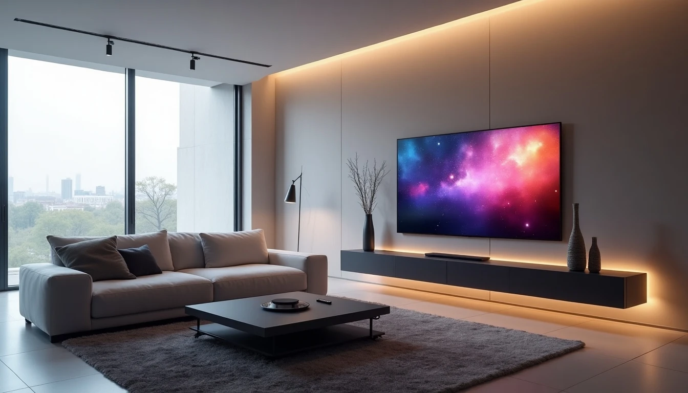 Persona disfrutando de Zapping TV en una Smart TV moderna en su sala de estar minimalista.