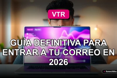 Cliente de VTR accede a su correo webmail desde su computador portátil en un entorno moderno.