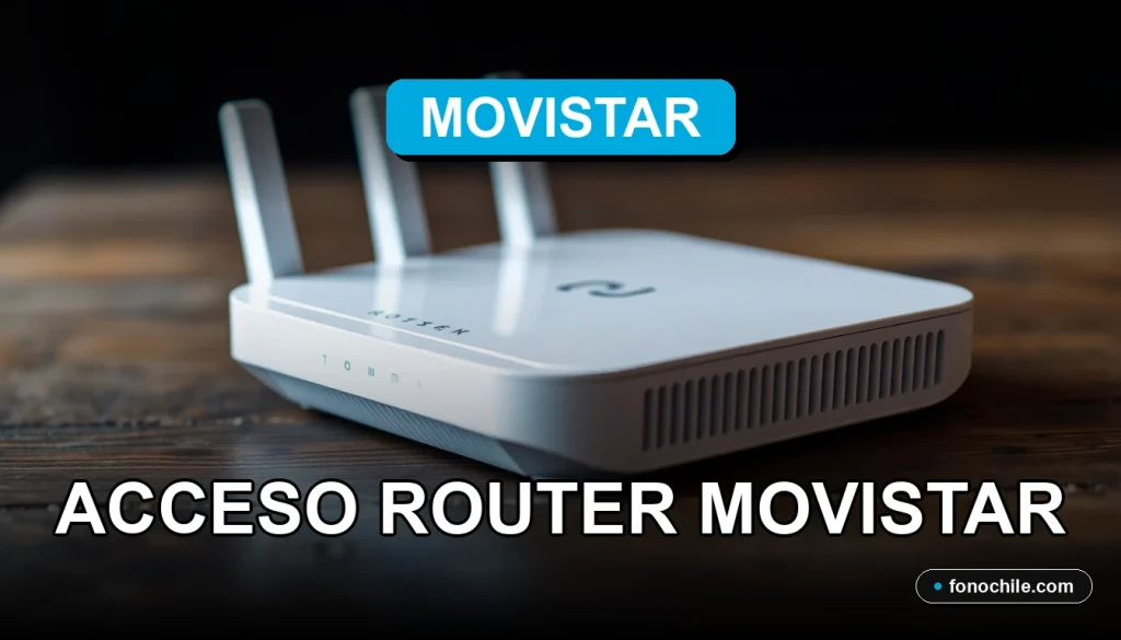 Router moderno de Movistar con luces LED en una mesa de madera, conexión a internet de alta velocidad.