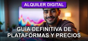 Guía de plataformas de streaming y alquiler de películas en Chile para el año 2026, mostrando opciones y precios en pantallas digitales.