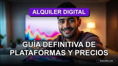 Guía de plataformas de streaming y alquiler de películas en Chile para el año 2026, mostrando opciones y precios en pantallas digitales.