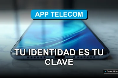 Una aplicación de telecomunicaciones moderna muestra gráficos abstractos en una pantalla, representando identidad digital segura.