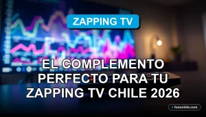 Aplicaciones de TV Smart para Zapping TV Chile 2026 en una pantalla con gráficos abstractos.