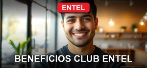 Beneficios Club Entel para clientes, persona sonriente en entorno moderno